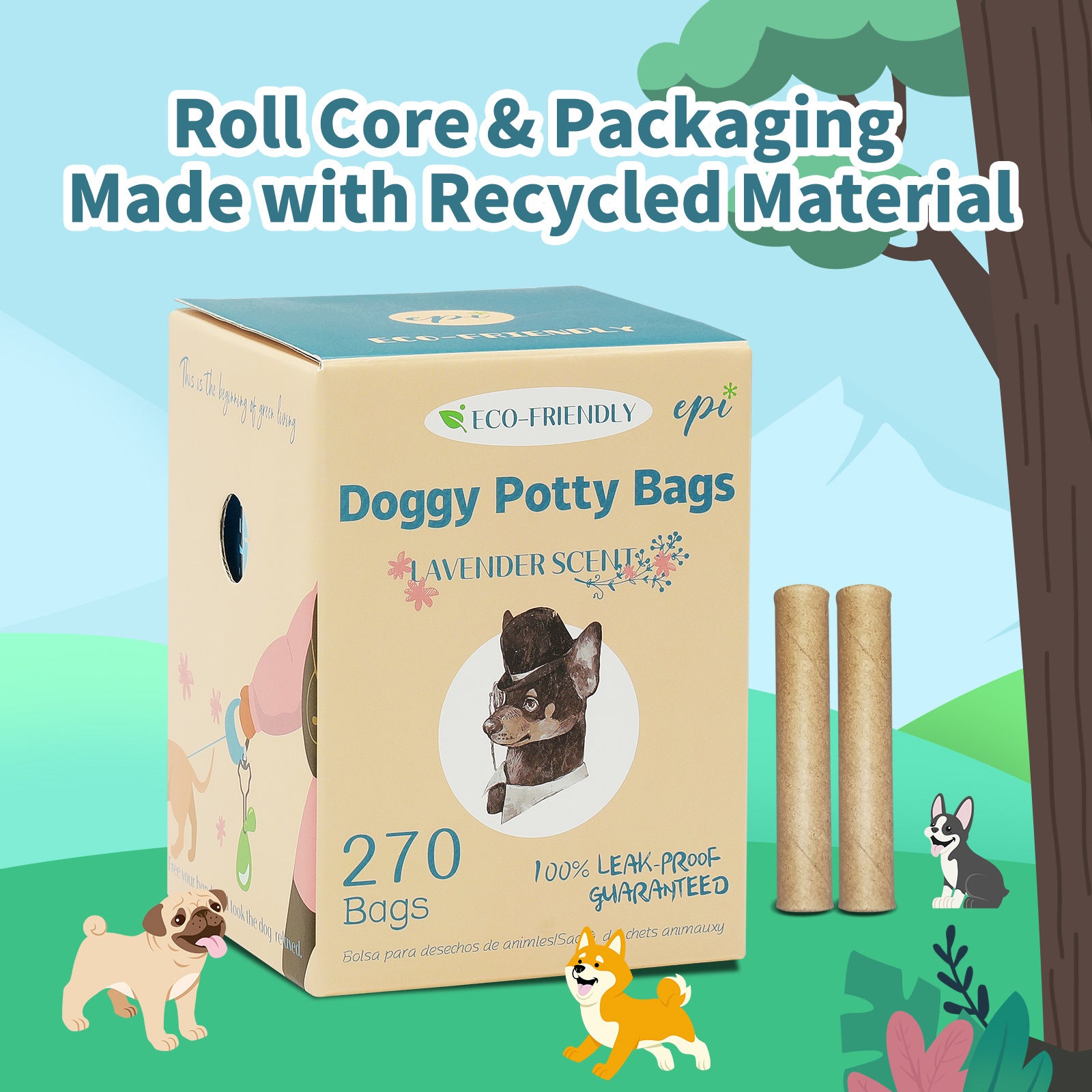 Biodegradable Dog Poo Bags - 8 or 18 Rolls with Clip